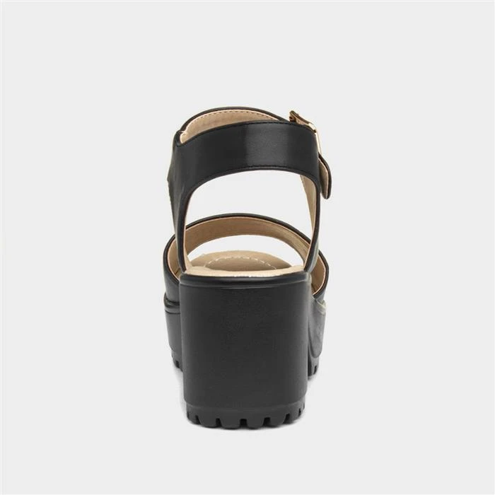 Heart Gizelle Womens Black Chunky Sandal - Image 3