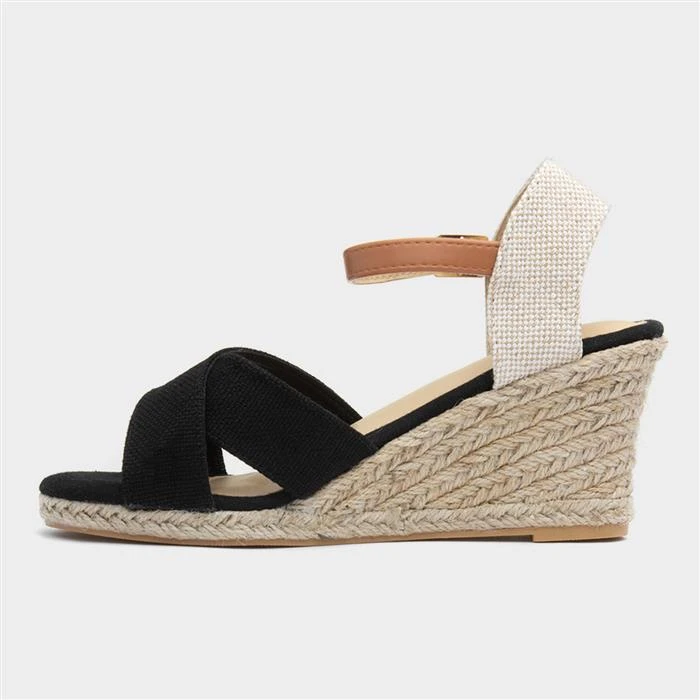 Dunlop Natalie Womens Black Wedge Sandal - Image 2