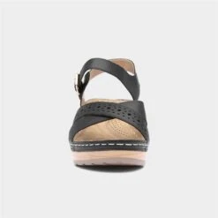 Topway Womens Black Wedge Sandals