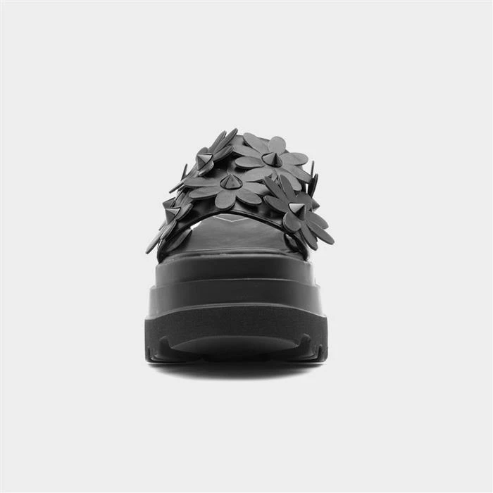 Heart Swag01 Womens Black Flower Sandal