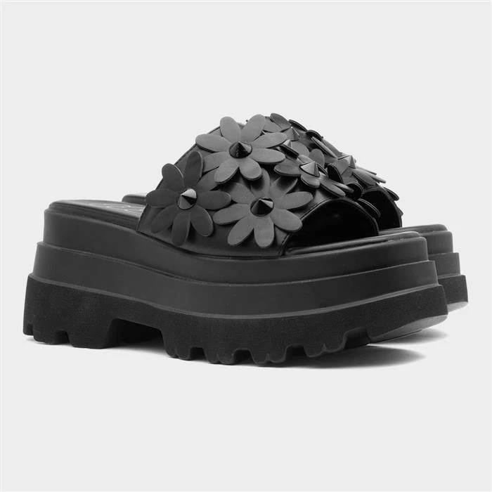 Heart Swag01 Womens Black Flower Sandal - Image 5