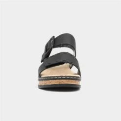 Rieker Womens Black Easy Fasten Sandal