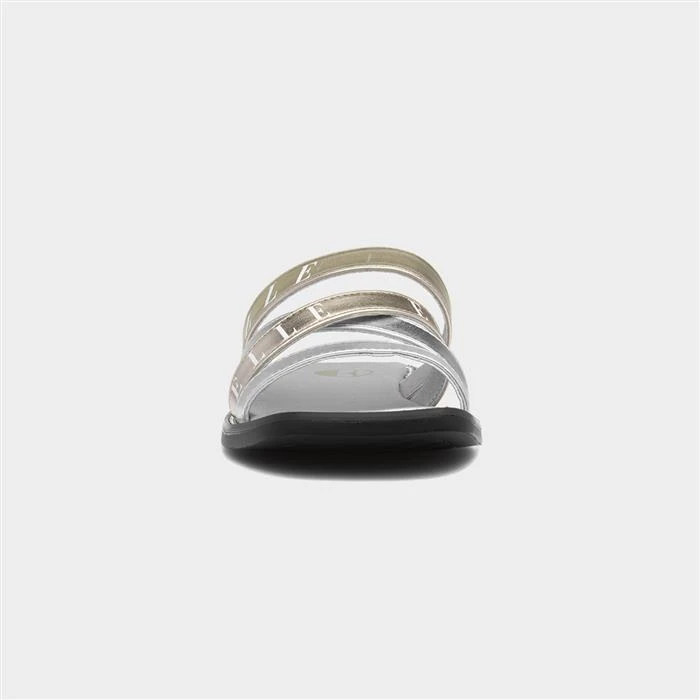 Elle Oceana Womens Metallic Silver Strappy Slider