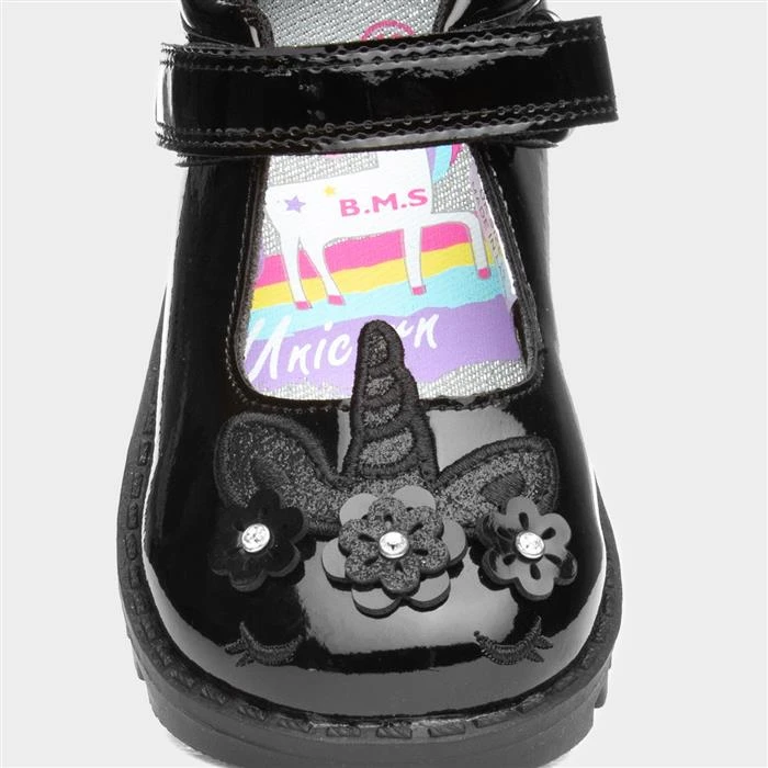 Buckle My Shoe Castle Girls Black Unicorn Shoe - Image 4