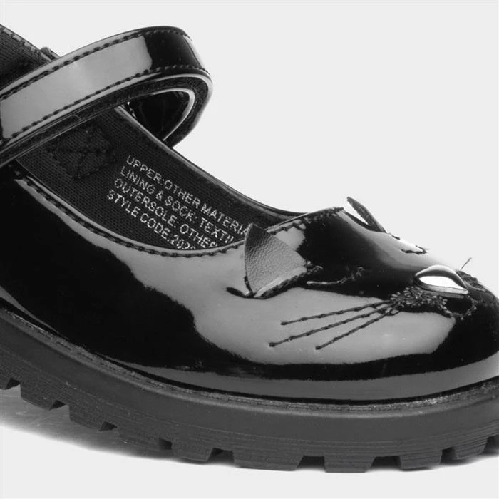 Walkright Lucy Kids Black Patent Cat Face Shoe - Image 4