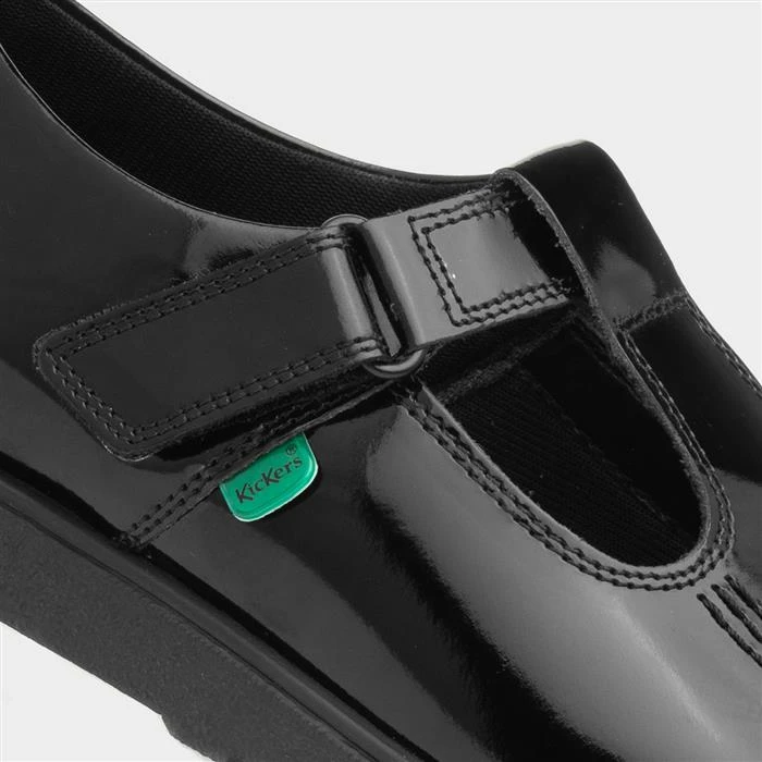 Kickers Fragma Girls Leather Black Patent Shoe - Image 4