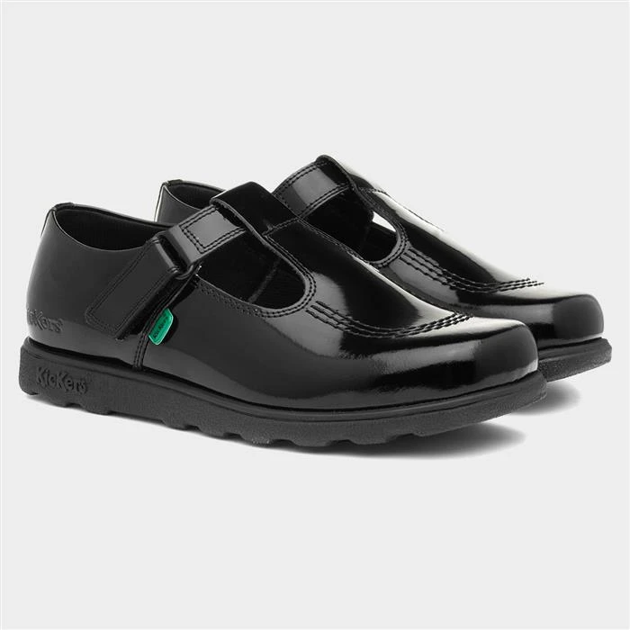Kickers Fragma Girls Leather Black Patent Shoe - Image 5