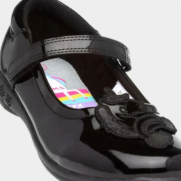 Buckle My Shoe Girls Patent Bar Shoe In Black - Image 4