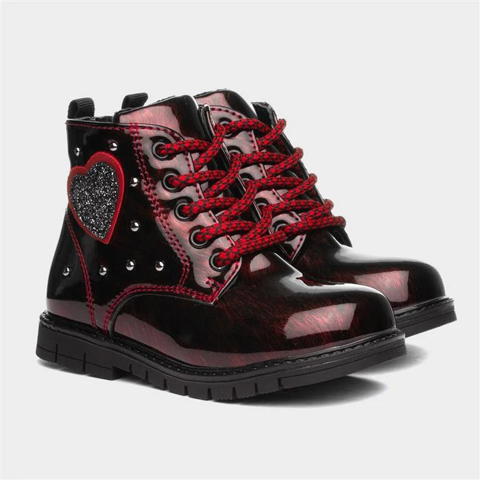 Chatterbox Chrissy Girls Burgundy Ankle Boot - Image 5