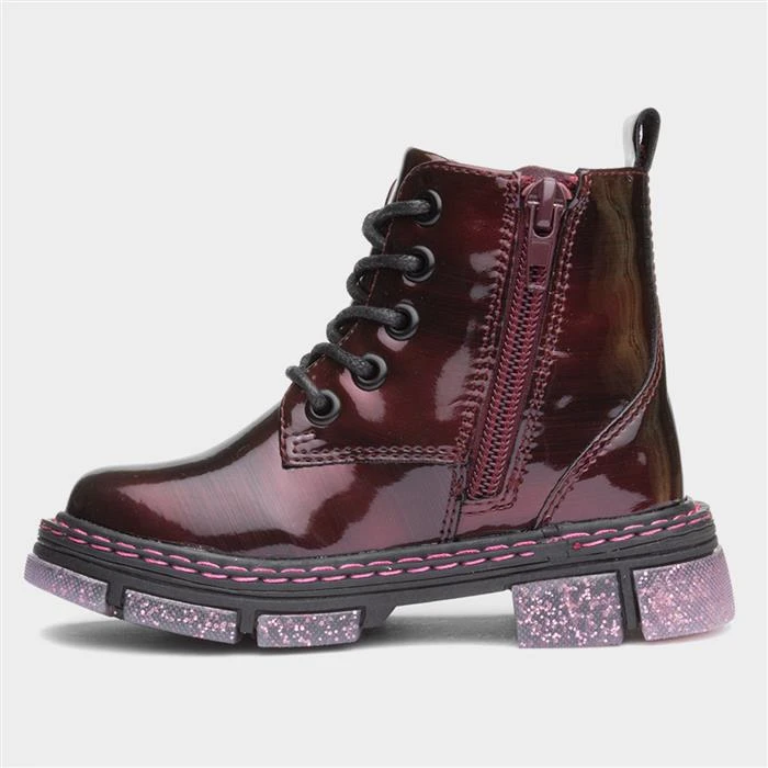Walkright Emily Kids Bordeaux Glitter Sole Boots - Image 2