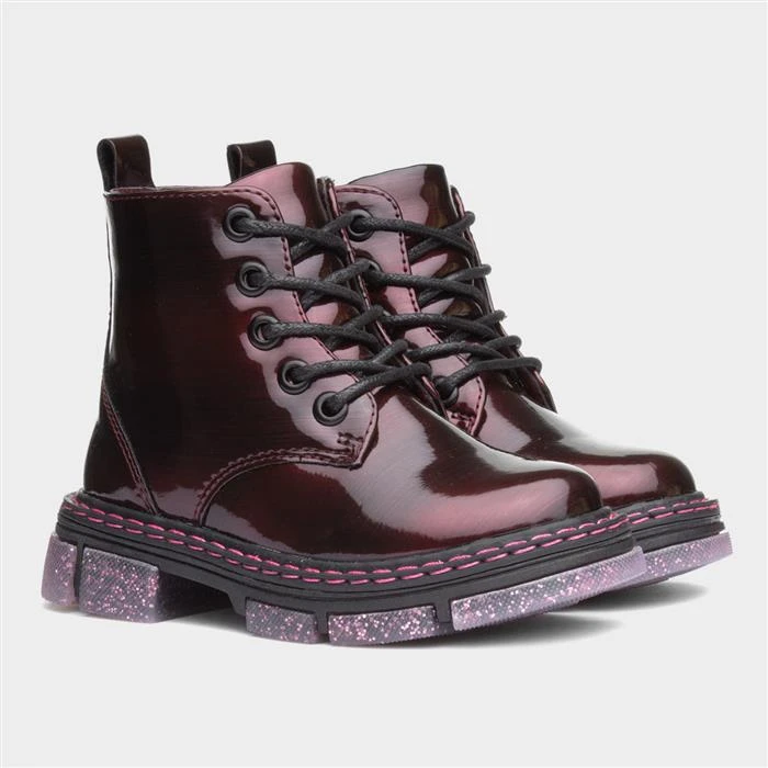 Walkright Emily Kids Bordeaux Glitter Sole Boots - Image 5