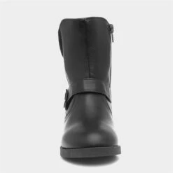 Walkright Girls Black Knitted Collar Flat Boot