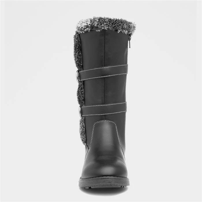Lilley Girls Black Faux Fur Calf Boot