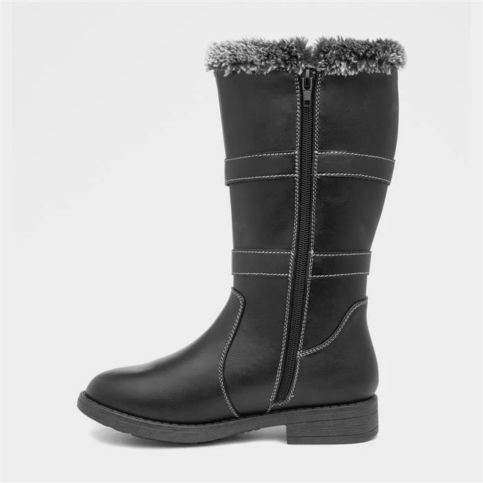 Lilley Girls Black Faux Fur Calf Boot - Image 2