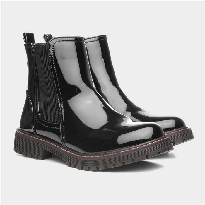 Lilley Girls Black Patent Chelsea Boot - Image 5