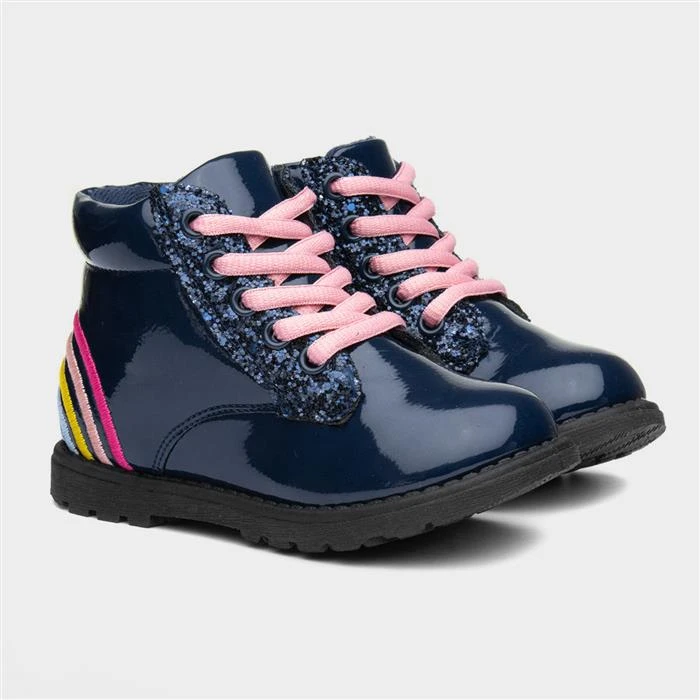 Buckle My Shoe Teena Kids Navy Rainbow Boot - Image 5