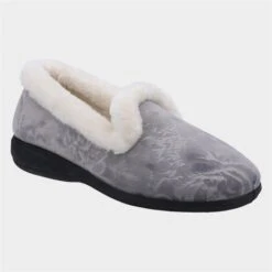 Fleet & Foster Adelaide Womens Grey Velour Slipper
