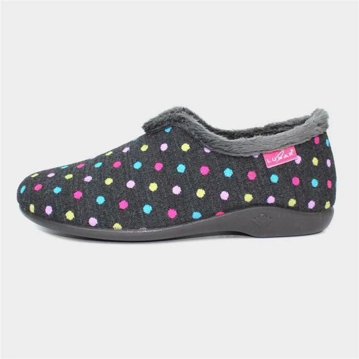 Lunar Lava Womens Black Spotty Slipper - Image 2