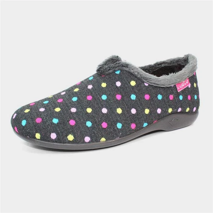 Lunar Lava Womens Black Spotty Slipper - Image 3