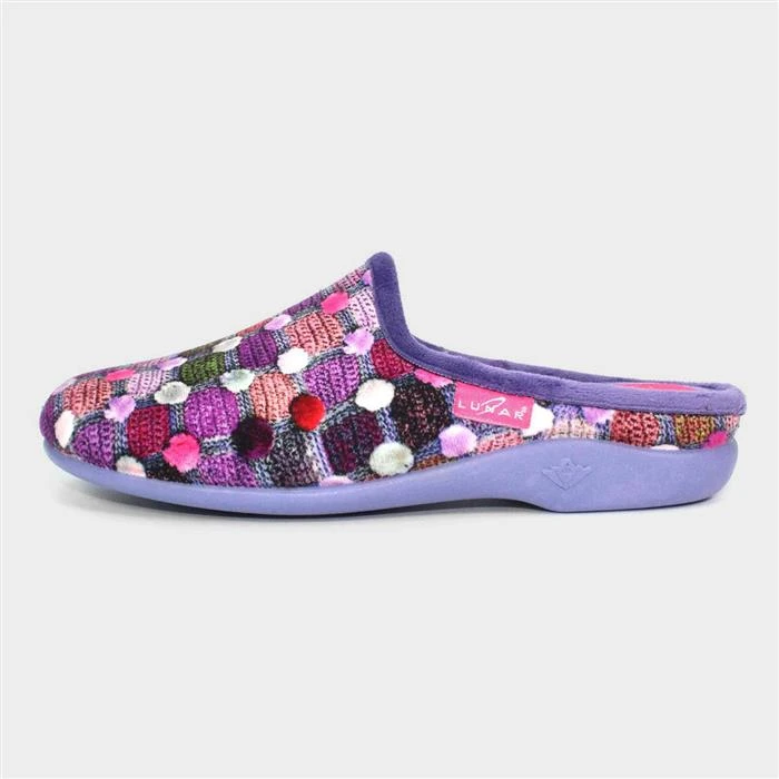 Lunar Crackle Womens Purple Spotty Mule Slipper - Image 2