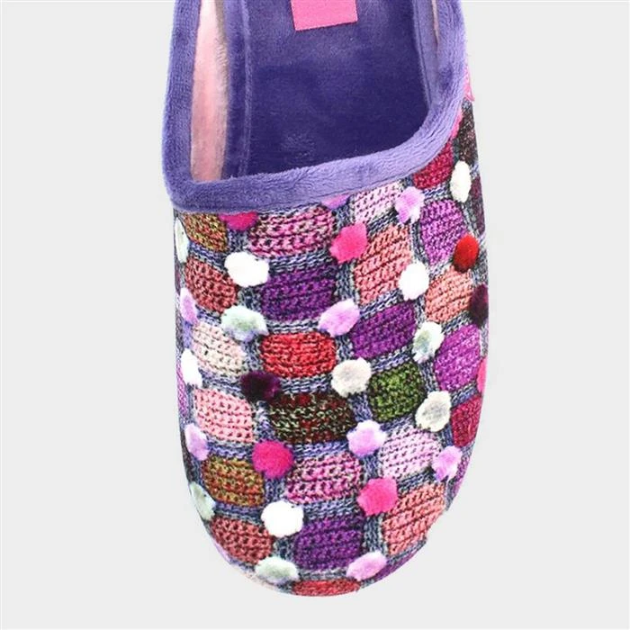 Lunar Crackle Womens Purple Spotty Mule Slipper - Image 3