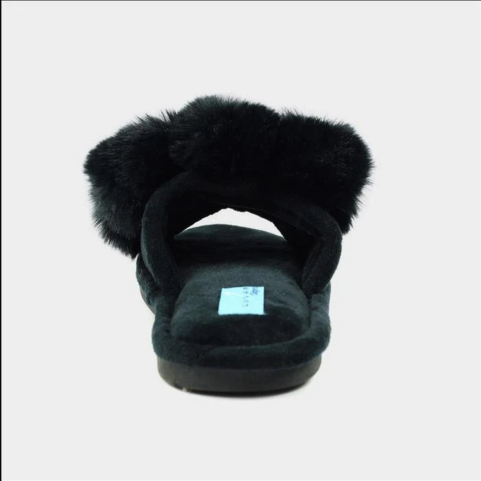 Lunar Octavia Womens Black Faux Fur Slider Slipper - Image 2