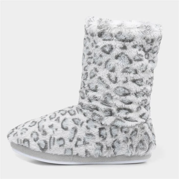 The Slipper Company Womens Grey Leopard Bootie - Image 2