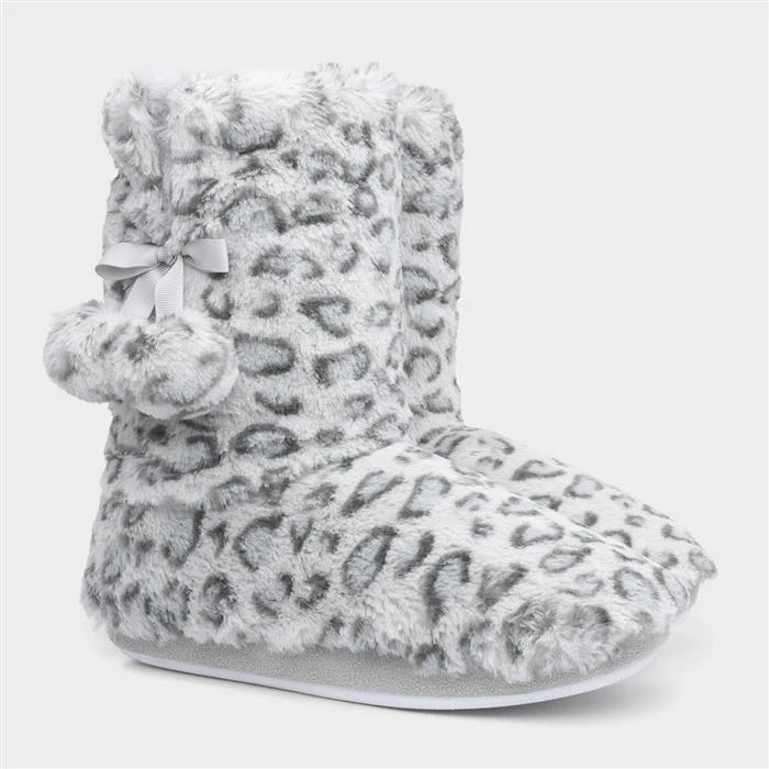 The Slipper Company Womens Grey Leopard Bootie - Image 5