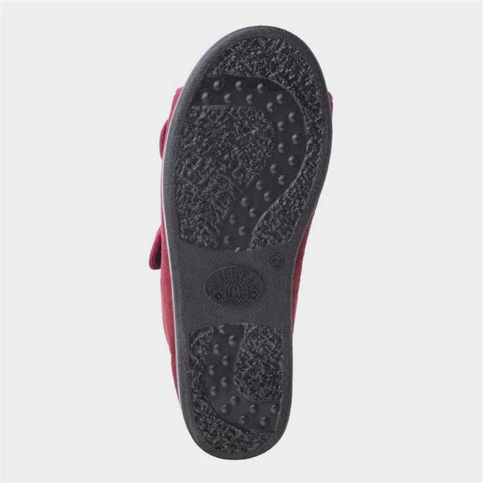 GBS Brompton Womens Red Easy Fasten Slipper - Image 3