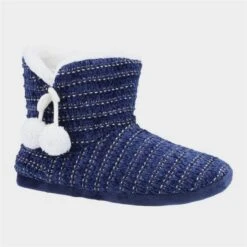 Divaz Saturn Womens Navy Knitted Bootie Slipper