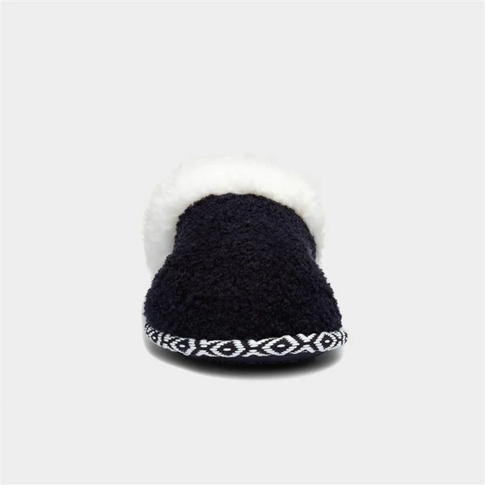 Totes Swept Back Womens Navy Bobble Mule Slipper