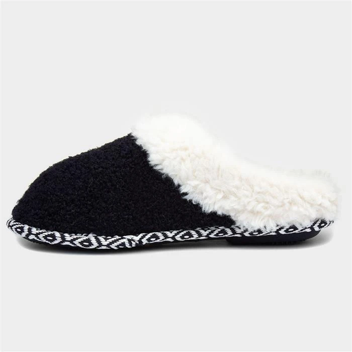 Totes Swept Back Womens Navy Bobble Mule Slipper - Image 2
