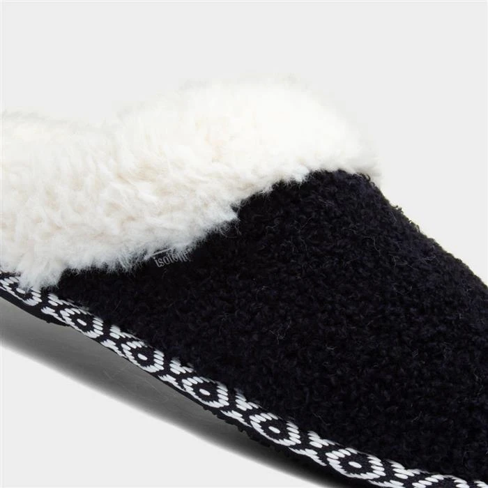 Totes Swept Back Womens Navy Bobble Mule Slipper - Image 4