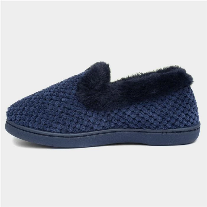 Padders Misha Womens Navy Popcorn Slipper - Image 2