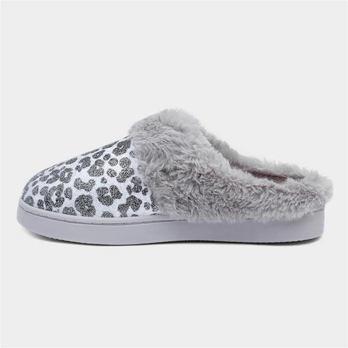 Jo & Joe Lexi Womens Grey Leopard Print Slippers - Image 2