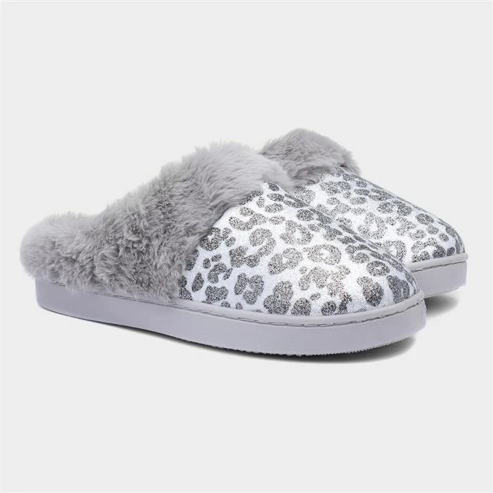 Jo & Joe Lexi Womens Grey Leopard Print Slippers - Image 5