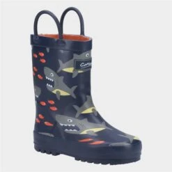 Cotswold Puddle Kids Navy Shark Welly