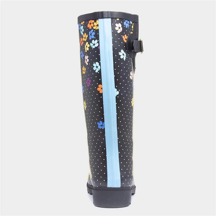 Trespass Samira Womens Black Floral Print Welly - Image 3