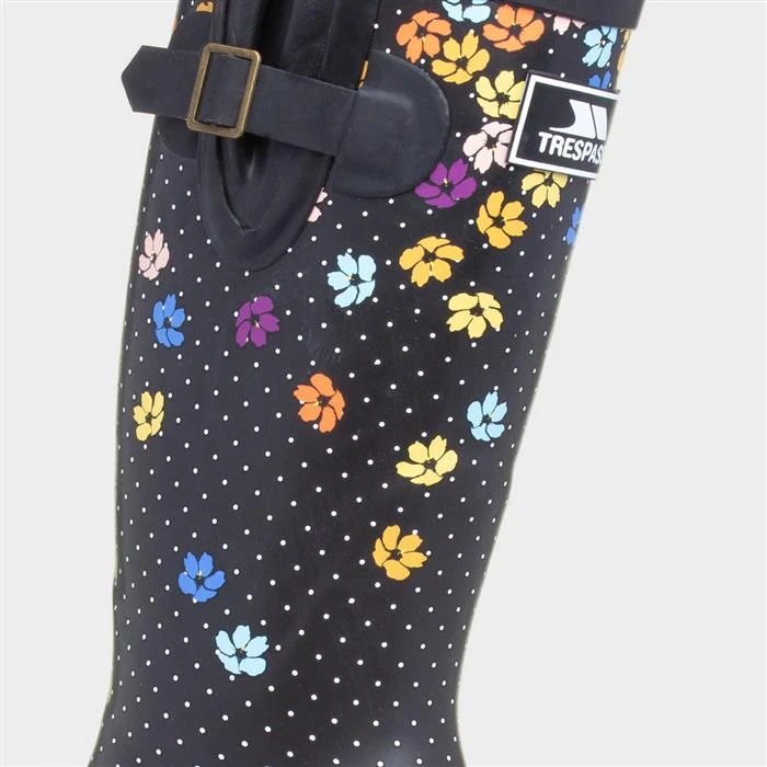 Trespass Samira Womens Black Floral Print Welly - Image 4