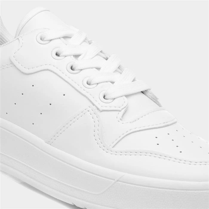 Truffle Oslo Womens White Lace Up Trainer - Image 4