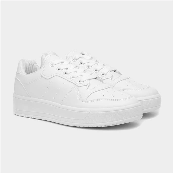 Truffle Oslo Womens White Lace Up Trainer - Image 5
