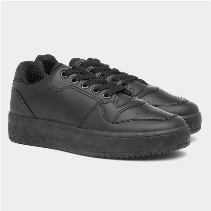 Truffle Oslo Womens Black Lace Up Trainer - Image 5